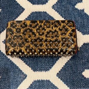 Christian Louis Boutin gold Studded Leopard Print Wallet gorgeous!